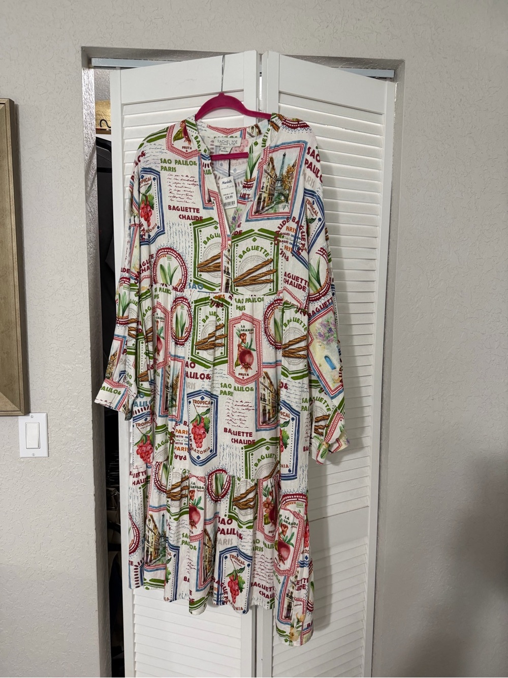 Rachel Zoe baguette Multicolor Printed Long Sleeve Midi Dress